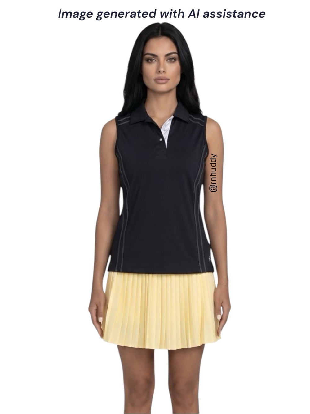 Green Lamb size 8 black with gold sleeveless polo